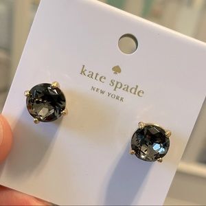 BRAND NEW Kate Spade charcoal gray classic studs